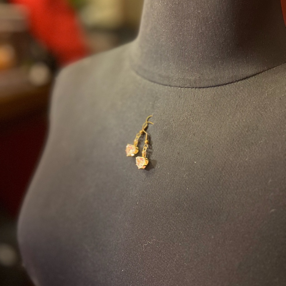 Elegant Gold and Pink Drop Earrings